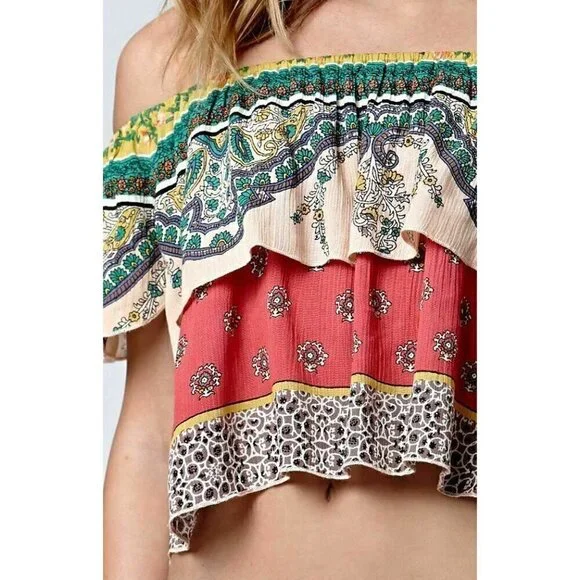 O'Neill Dallas Off-The-Shoulder Cropped Top - Womens Shirts Size S L - Picture 8 of 12